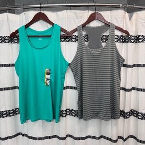Women’s Large Teal and Gray Tank Tops